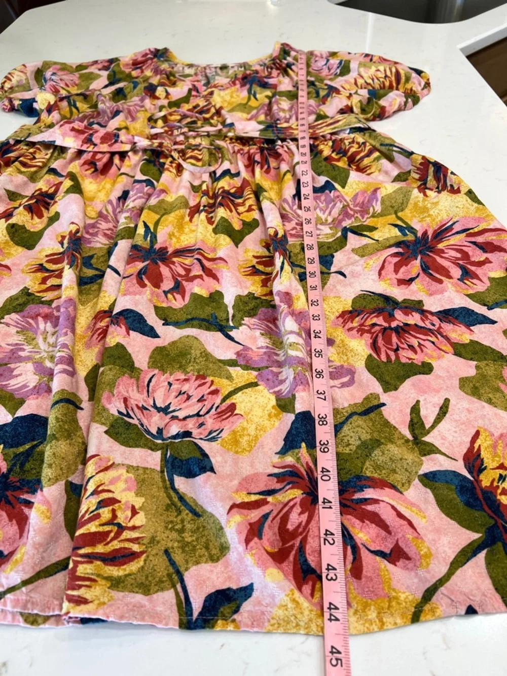 Terra & Sky Floral Puff Sleeve Midi Dress 3X Belted V Neck - Picture 10 of 11